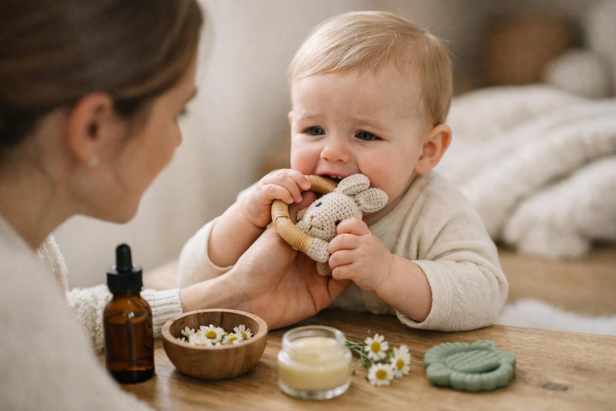 Routine de soins naturels pour soulager les poussées dentaires de bébé