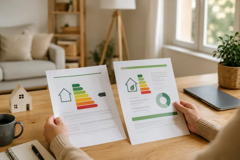 Technicien inspectant une maison ancienne pour évaluer ses performances thermiques en vue d'une rénovation