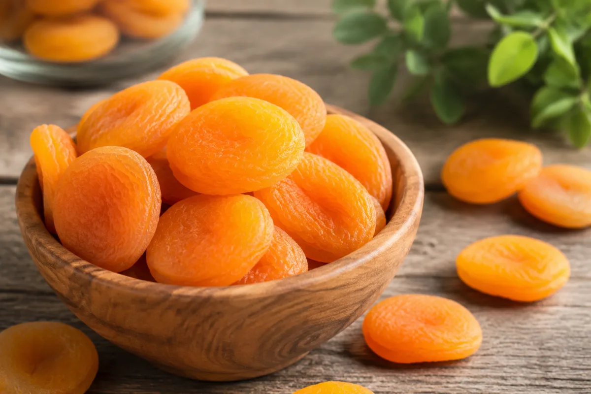 Gros plan sur la texture ridée d'un abricot sec séché naturellement sans ajout de sulfites